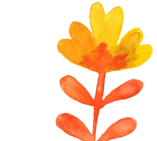 Orange watercolor flower